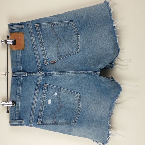 Levi's Pants - Levis 517 Orange Tab Womens Cutoff Distressed Ripped Jean Shorts No Stretch 30